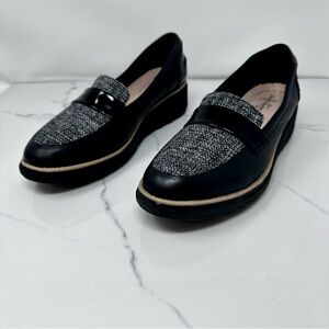 Clarks Black and Gray Loafers